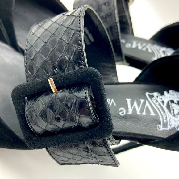 Valse Maitre Black Suede Buckle Stiletto Heels Size 220 - Picture 5 of 11